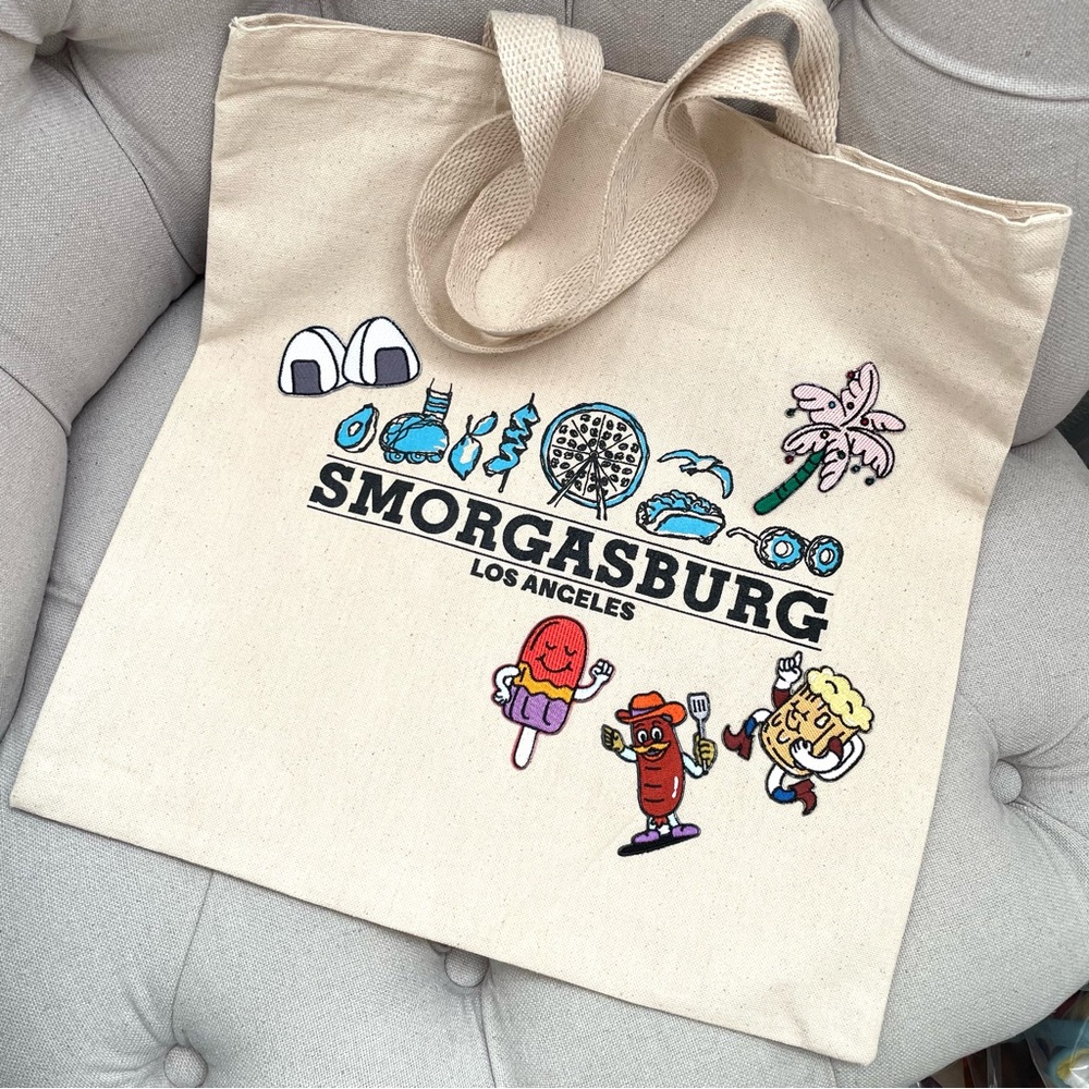 🩷 New DTLA SMORGASBURG downtown Los Angeles canvas patches tote shopping bag